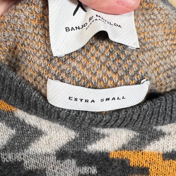 Banjo & Matilda Chevron Fringe Sweater Size XS Wool Cashmere Cozy Fall Winter - Picture 4 of 11